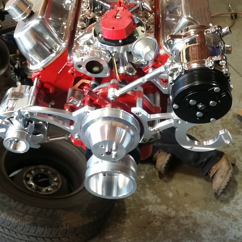Chrome-dressed small-block — side angle